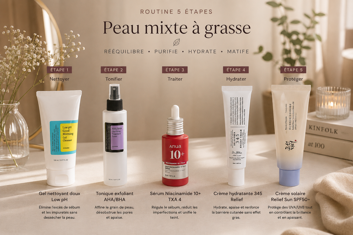 Routine Peau Mixte/Grasse - 5 étapes