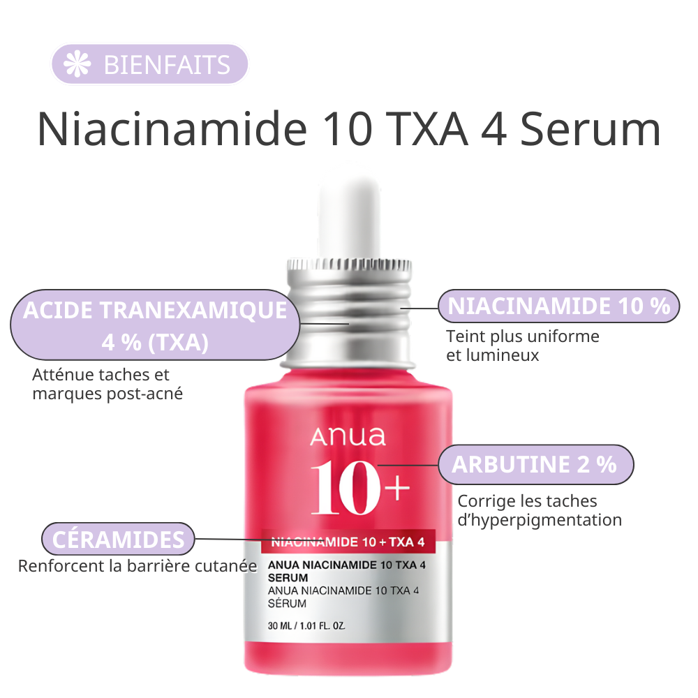 Anua - Sérum Anti-Taches Éclat au Niacinamide 10% et Acide Tranexamique 4%