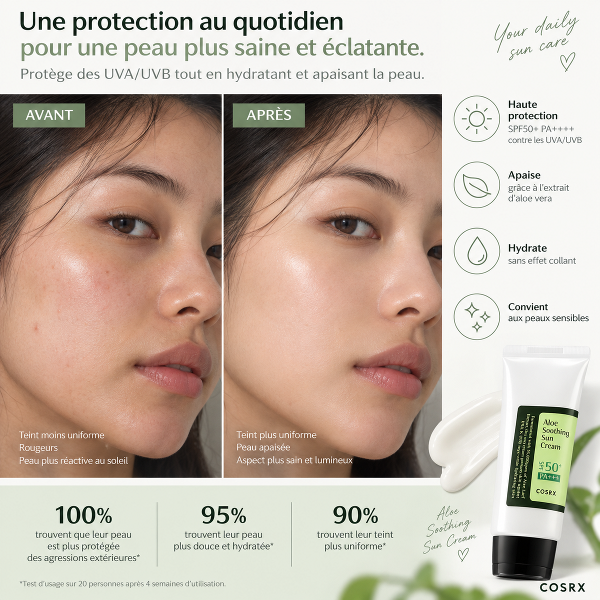 COSRX - Crème Solaire Apaisante à l'Aloe Vera