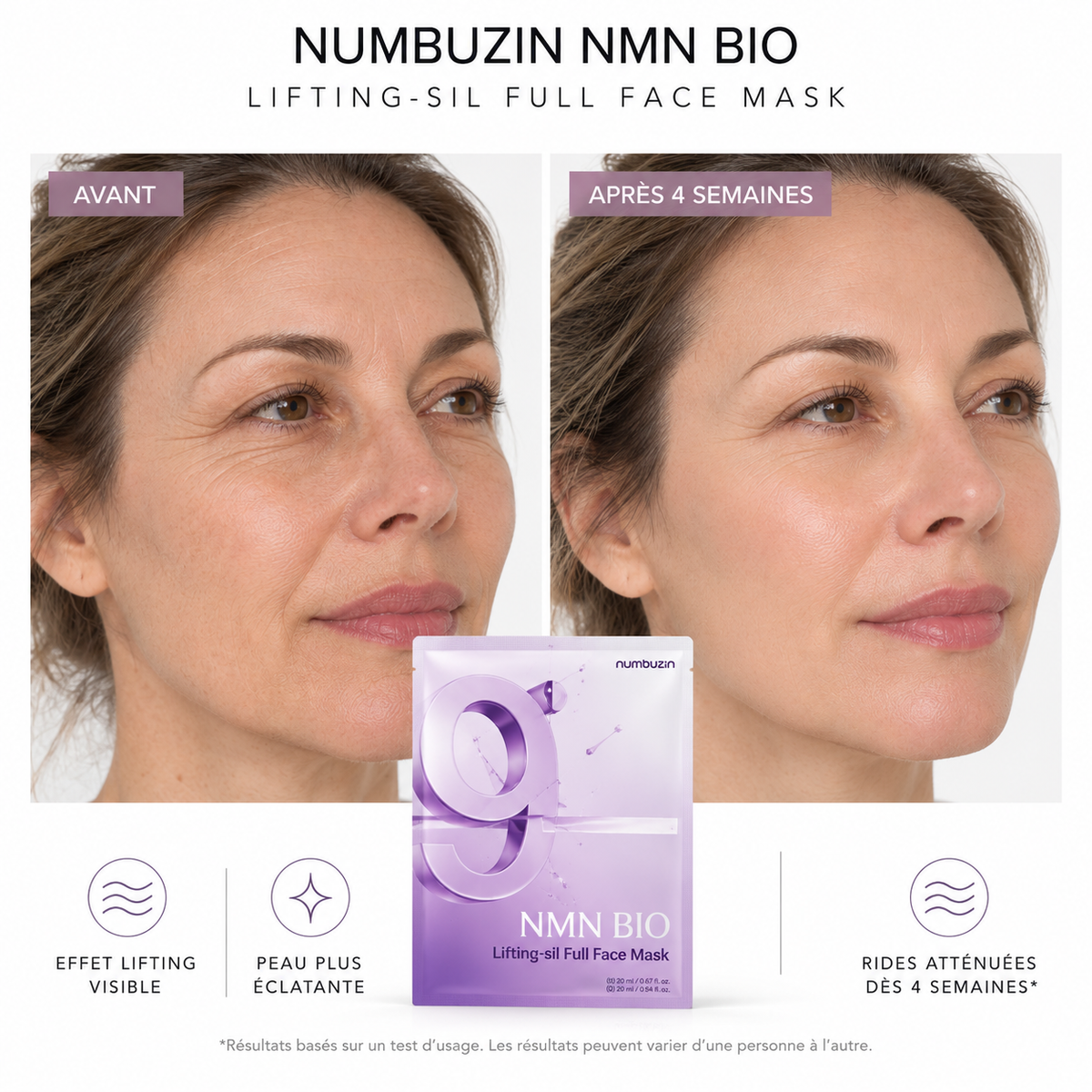 Numbuzin - Masque Visage Complet Effet Lifting No.9 NAD Bio Lifting-sil