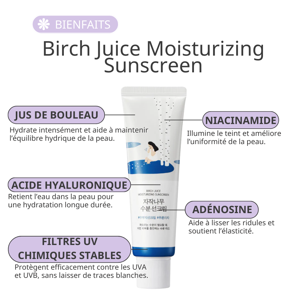 Round Lab - Crème Solaire Hydratante SPF50+ PA++++ au Jus de Bouleau