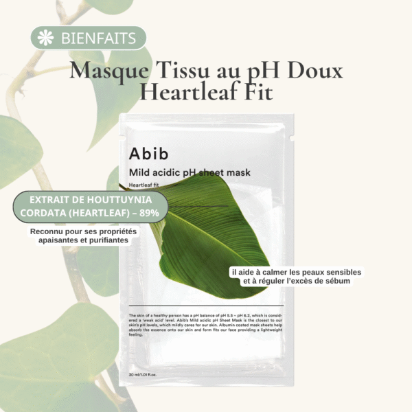 abib – masque tissu au ph doux – heartleaf fit