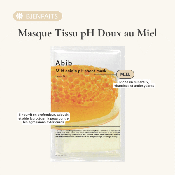 abib masque tissu ph doux au miel – nutrition & Éclat